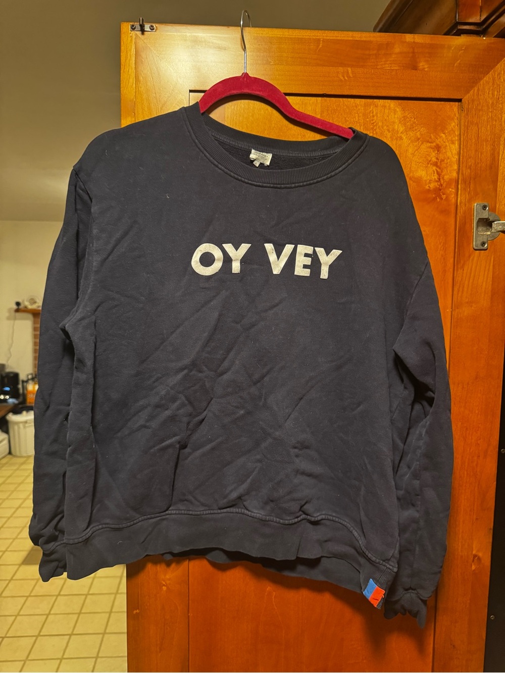 KULE Navy "OY VEY" Crewneck Sweatshirt